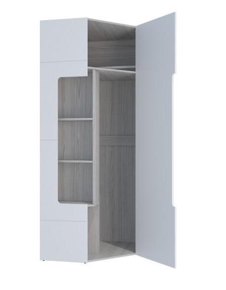 Шкаф Угловой с Полками Палермо МДФ (В-754 х Г-824 x В-2078 мм) Ясень Шимо Светлый/ фасад Белый Глянец