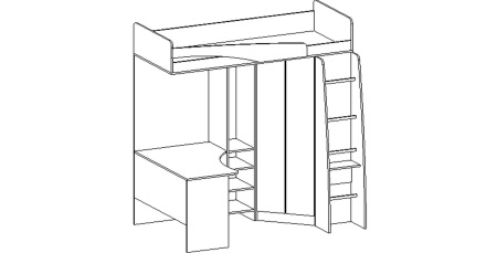 Детская Чердак Ириска МДФ Разные Цвета ( 2,03х1,95х1,2/спальное место 0,8х2,0)