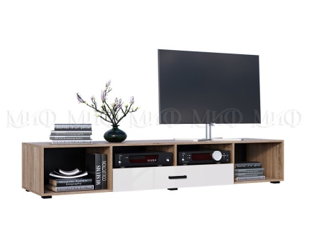 Тумба TV Ницца NEW 2 Двери + 1 Ящик МДФ  (Ш-2000 x В-350 x Г-520 мм)