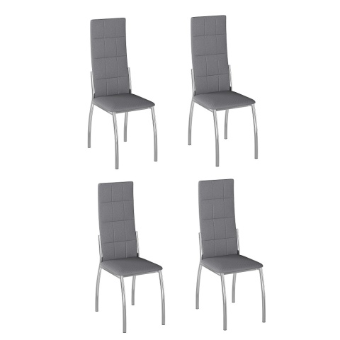 Комплект стульев Юджин (4 шт), хром рогожка серая